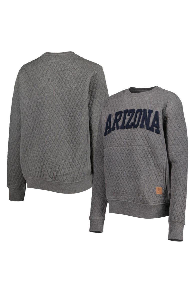 Women's Pressbox Heather Charcoal Arizona Wildcats Moose Quilted Pullover Sweatshirt, Main, color, Heather Gray