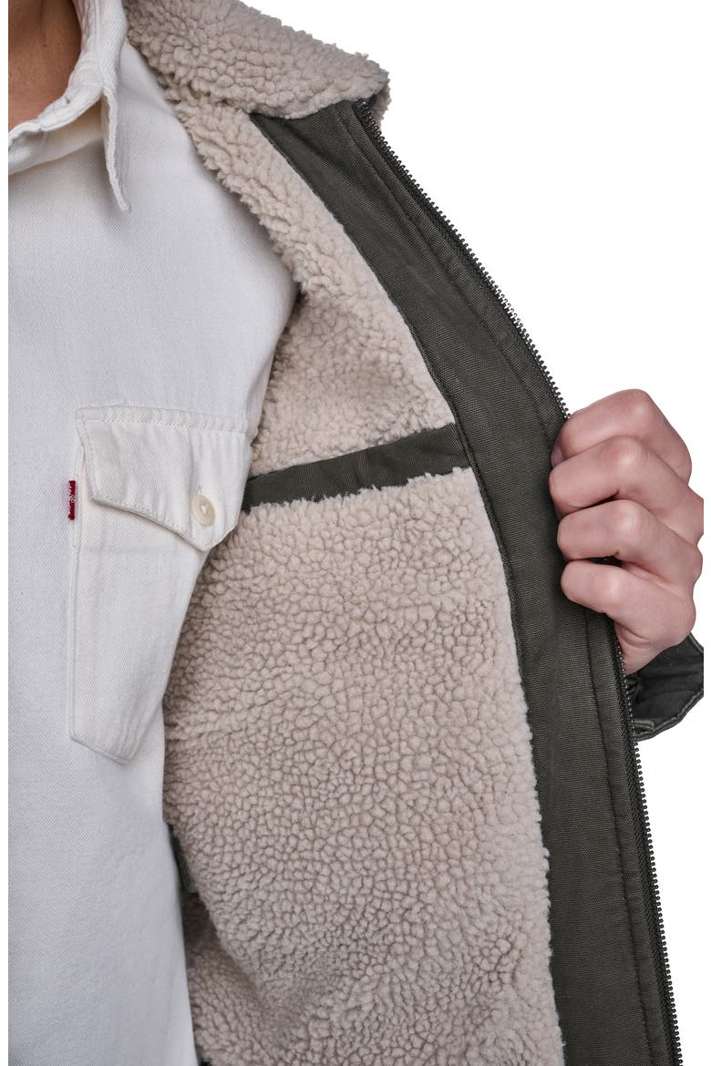 Western Utility Jacket with Faux Shearling Collar, Alternate, color, OLIVE