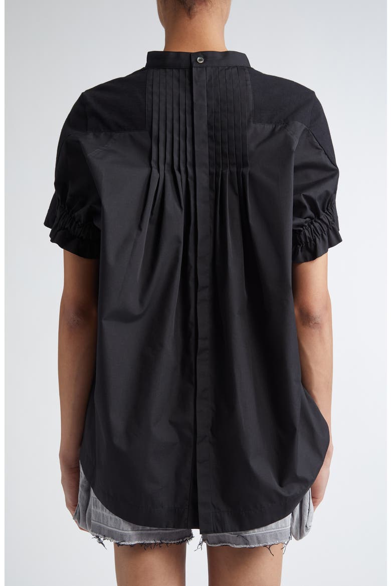 Mixed Media Poplin & Jersey Top, Alternate, color, BLACK/ BLACK 002