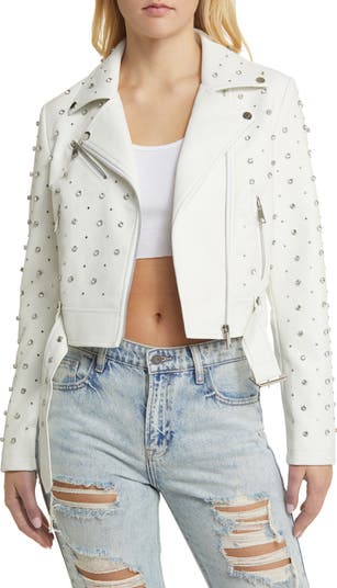 Stud Detail Faux Leather Moto Jacket