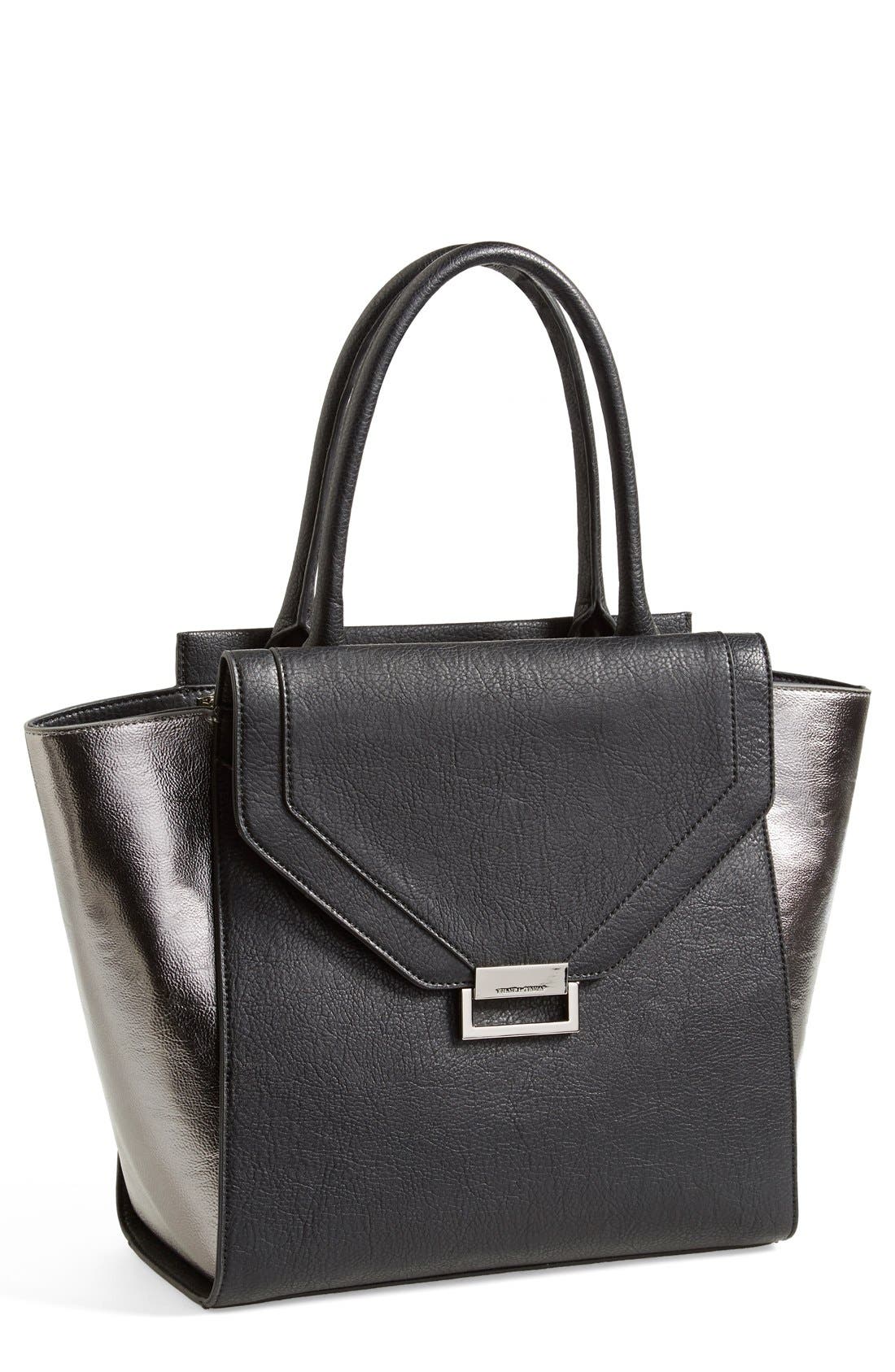 'Sophia' Shopper, Main, color, BLACK METALLIC
