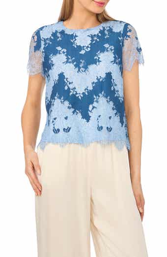 Lace Inset Chambray T-Shirt