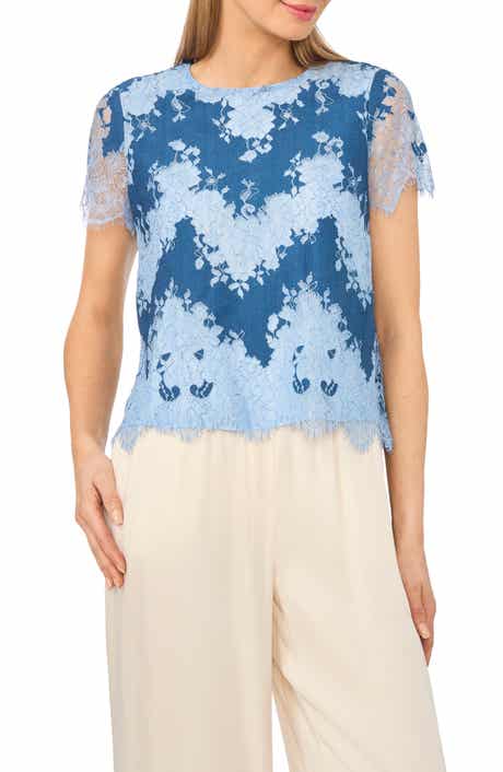 Lace Inset Chambray T-Shirt