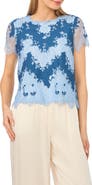 Halogen® Lace Inset Chambray T-Shirt