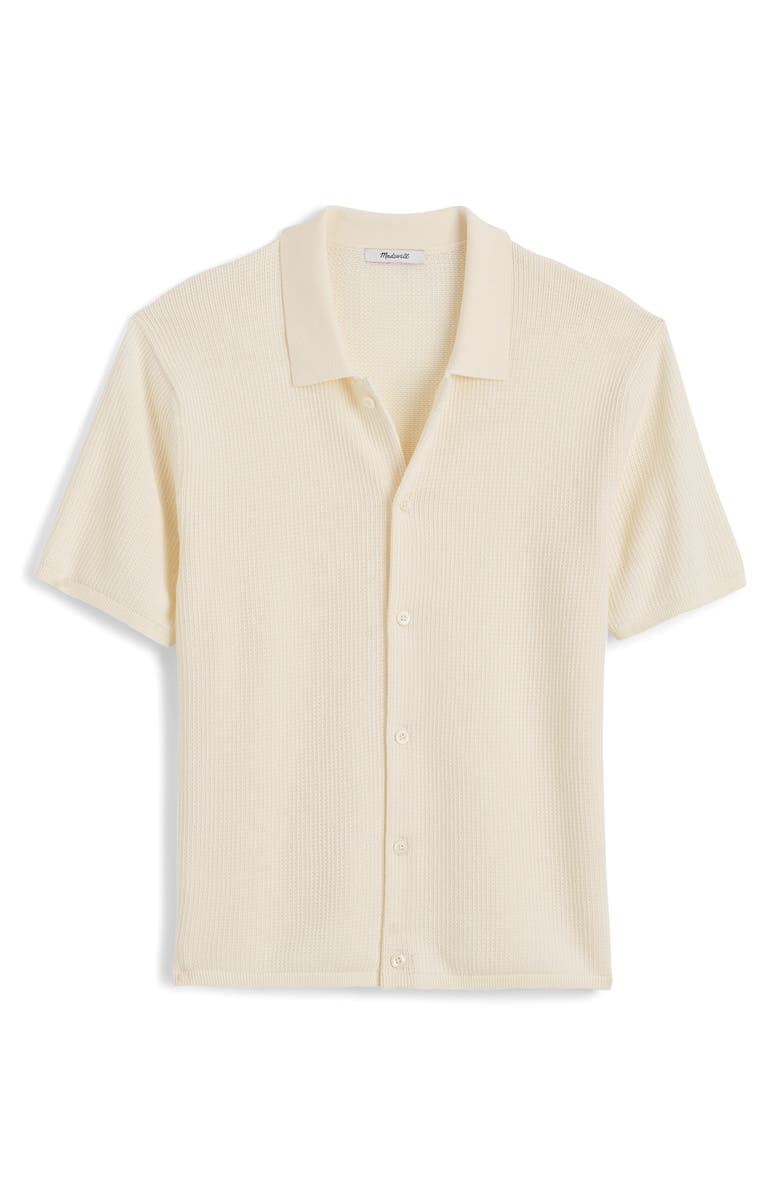 Madewell Short Sleeve Tuck Stitch Button-Up Shirt, Alternate, color, Vintage Ivory