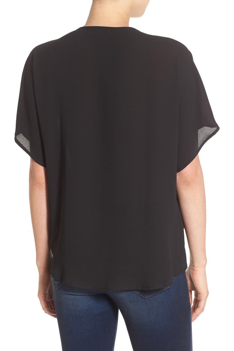 Twist Front Woven Top, Alternate, color, BLACK