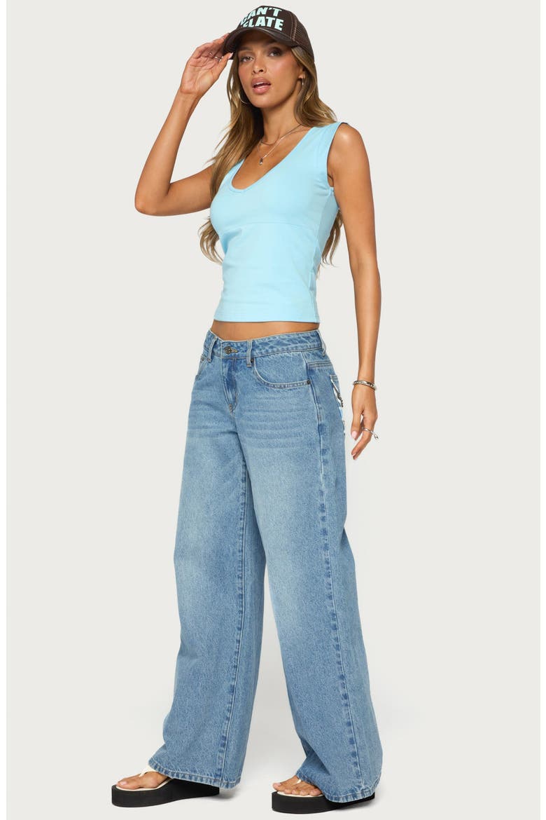 Eloya V-Neck Top, Alternate, color, AQUA