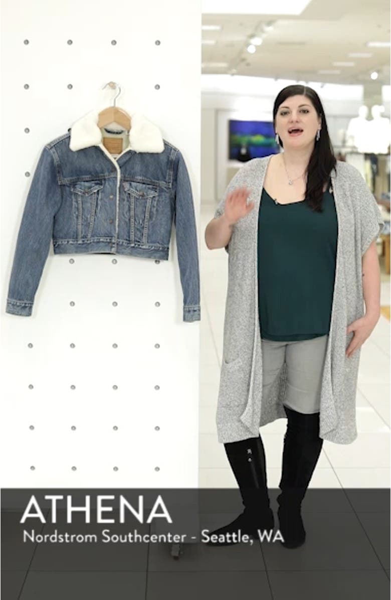 Faux Fur Lined Crop Trucker Jacket, sales video thumbnail