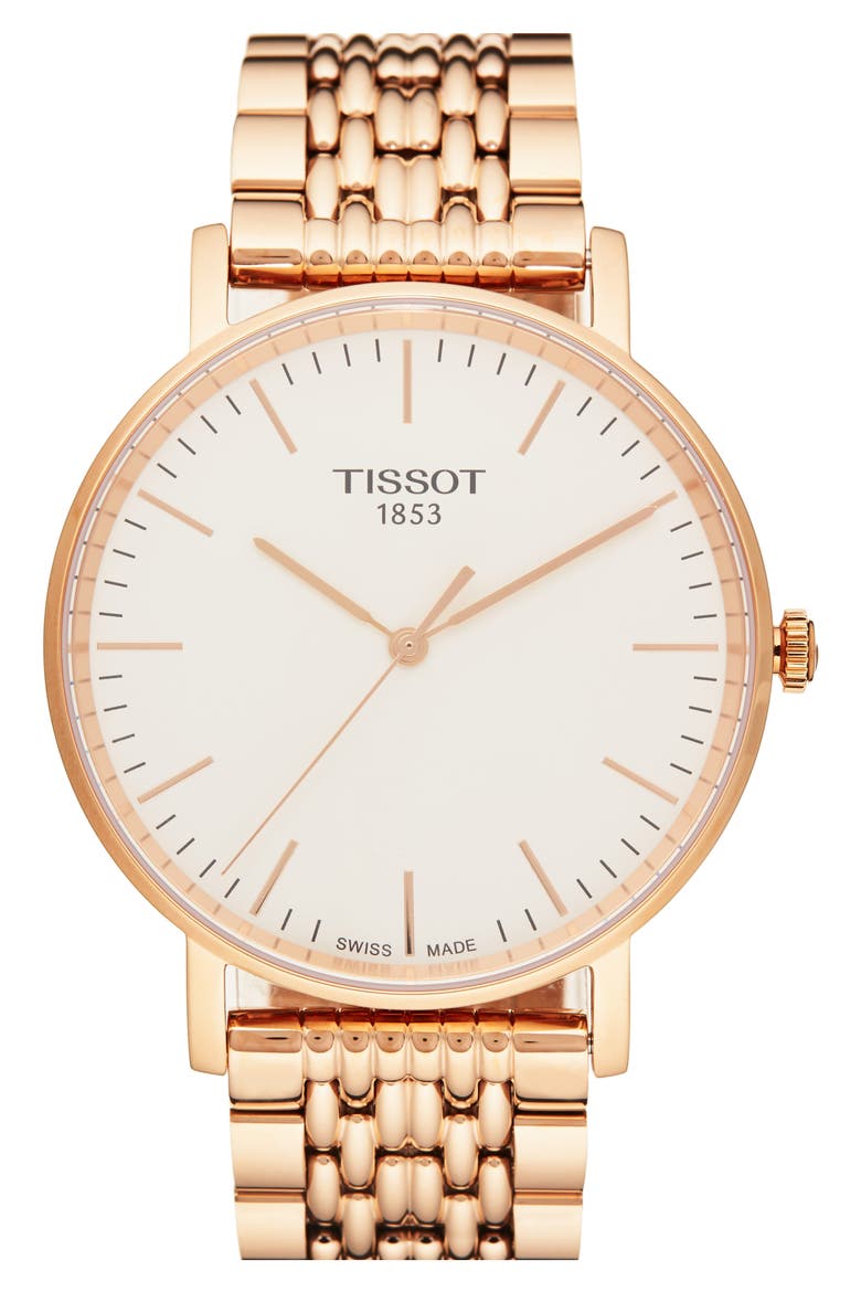 Everytime Medium Bracelet Watch, 38mm, Main, color, ROSE GOLD/ SILVER/ ROSE GOLD