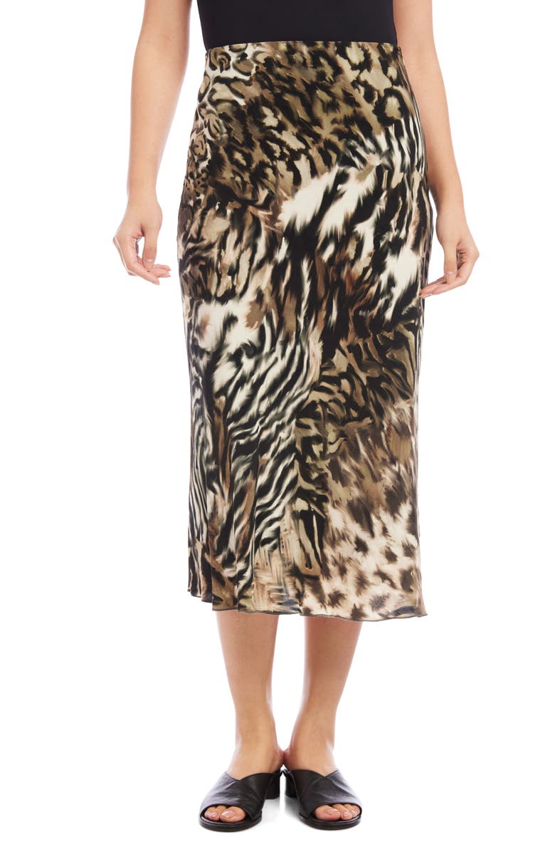 Karen Kane Bias Cut Animal Print Midi Skirt, Alternate, color, Animal Print