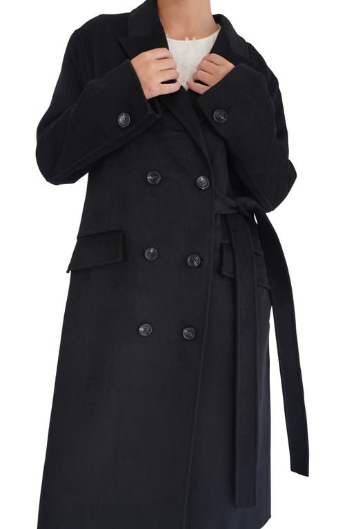 Belle & Bloom Right There Side Tie Wool Blend Coat In Black
