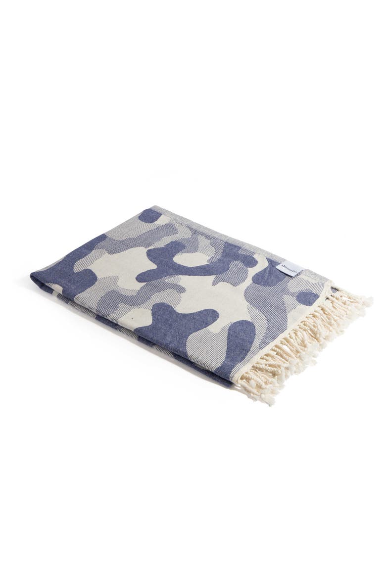Camo Print Organic Sand Resistant Reversible Turkish Towel, Alternate, color, Navy
