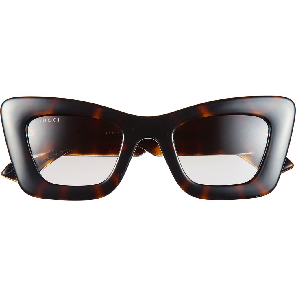 Gucci 49mm Cat Eye Sunglasses In Havana Crystal Brown