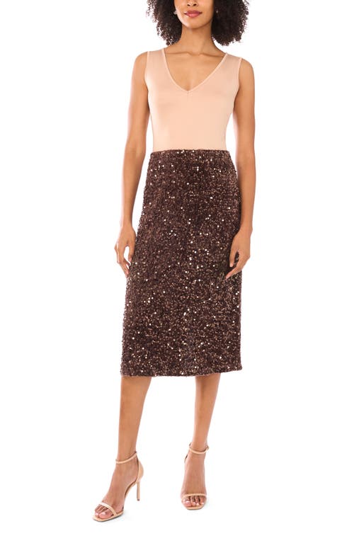 Halogen ® Sequin Embellished Velvet Midi Skirt In Brown