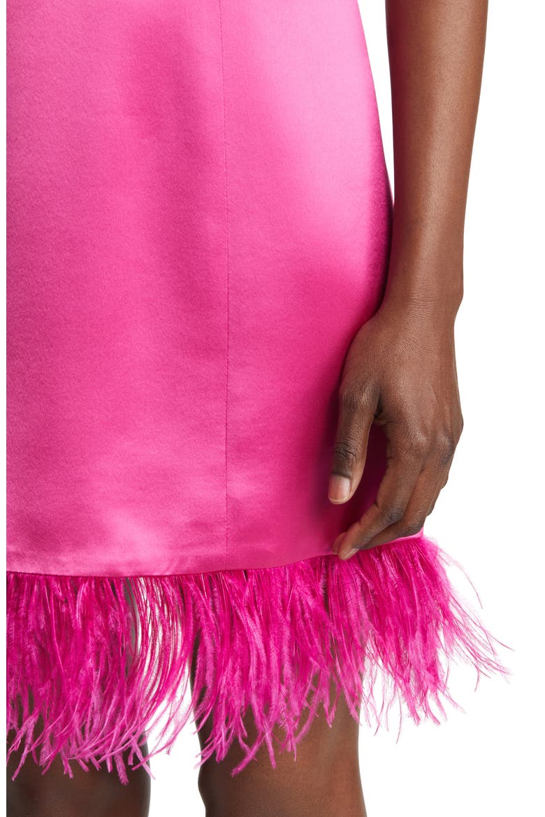 Roxanne Feather Trim Dress, Alternate, color, MAGNOLIA