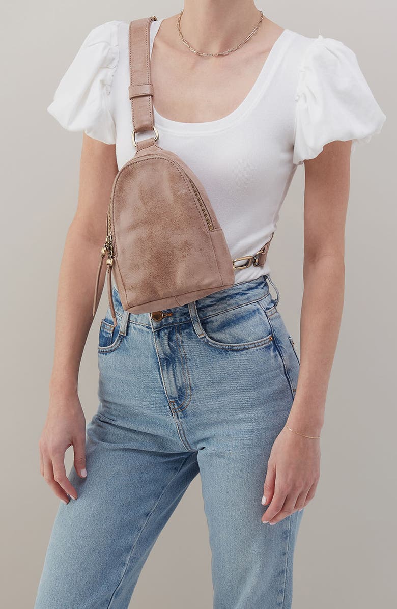 HOBO Fern Leather Sling Bag, Alternate, color, Hazel