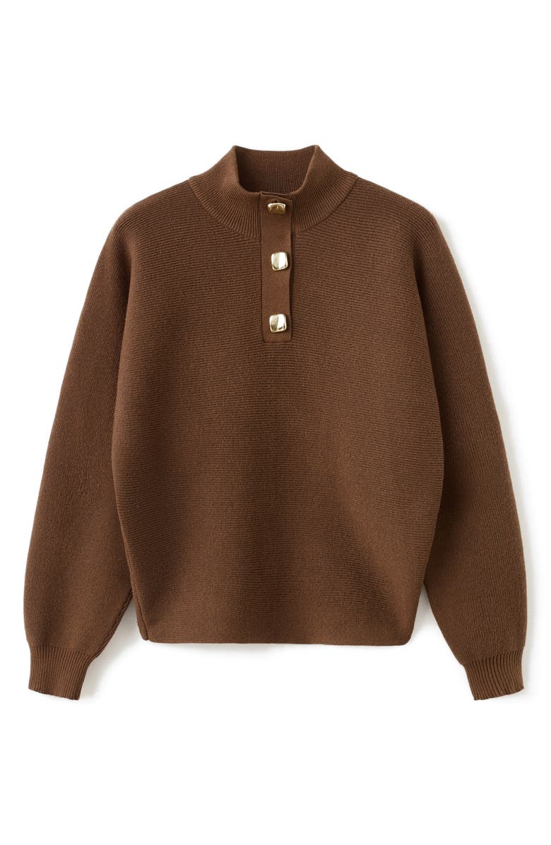 MANGO Uptown Polo Sweater, Main, color, Brown