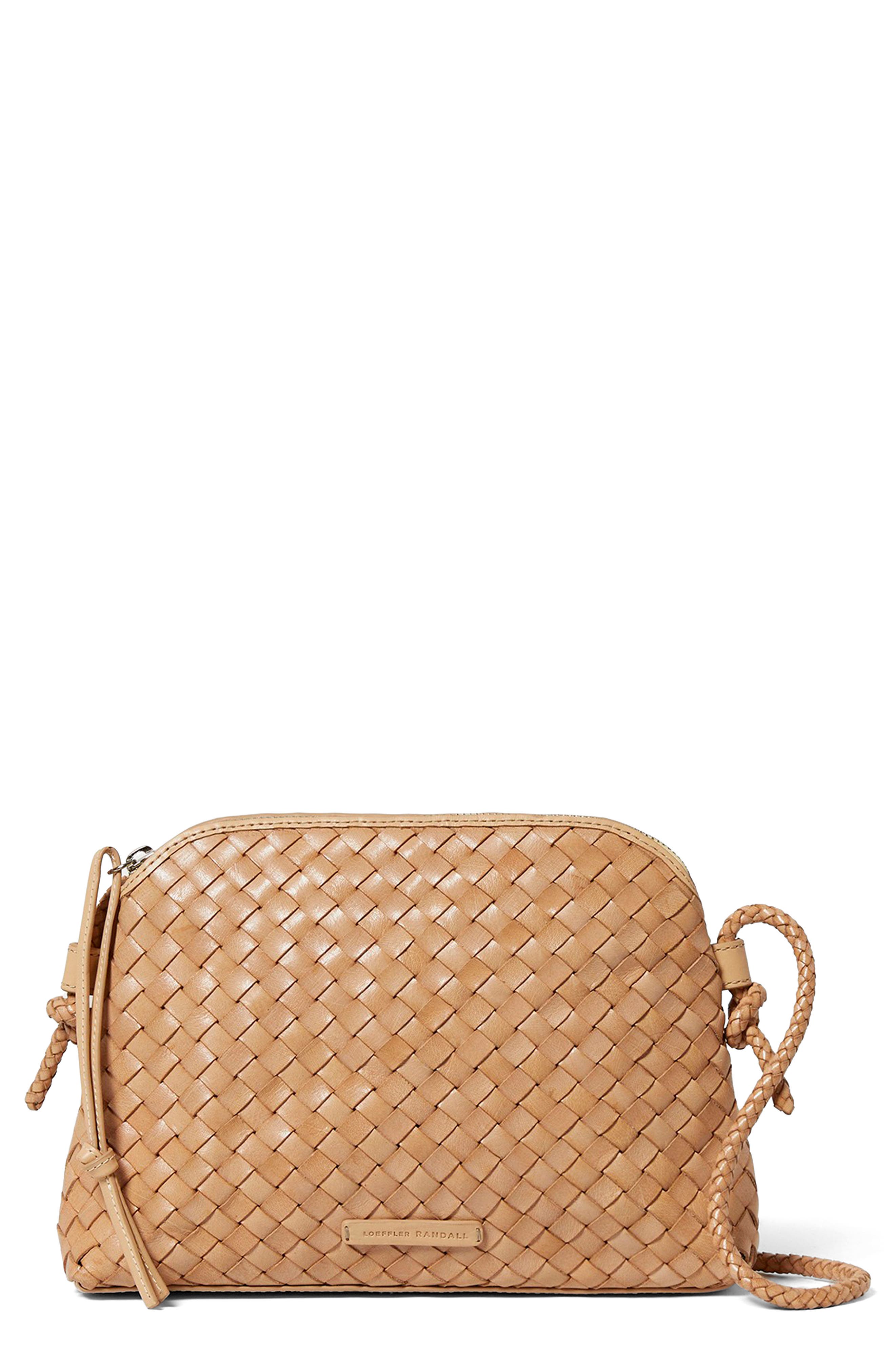 Loeffler Randall Mallory Woven Leather Crossbody Bag, Main, color, Desert Sand