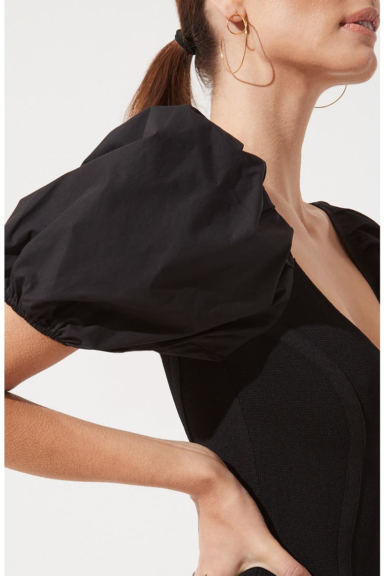 the Label Balloon Sleeve Body-Con Dress, Alternate, color, BLACK