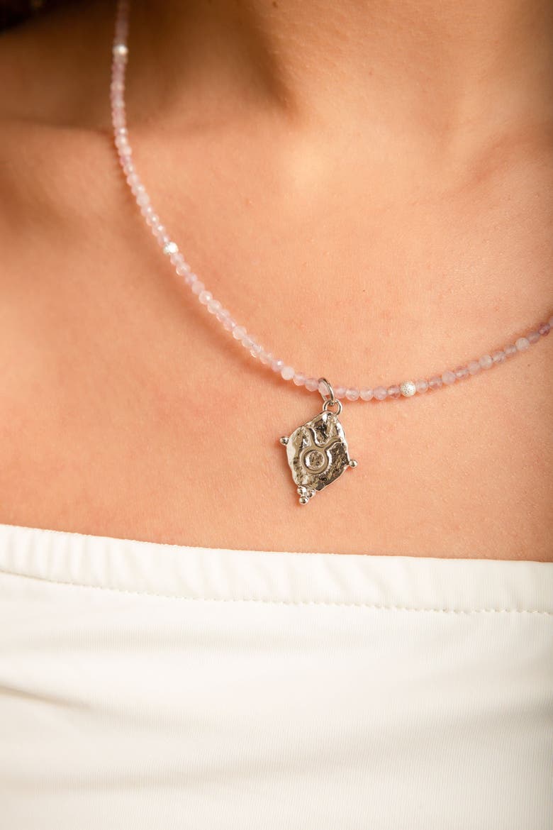 Taurus Zodiac Choker Necklace, Alternate, color, White