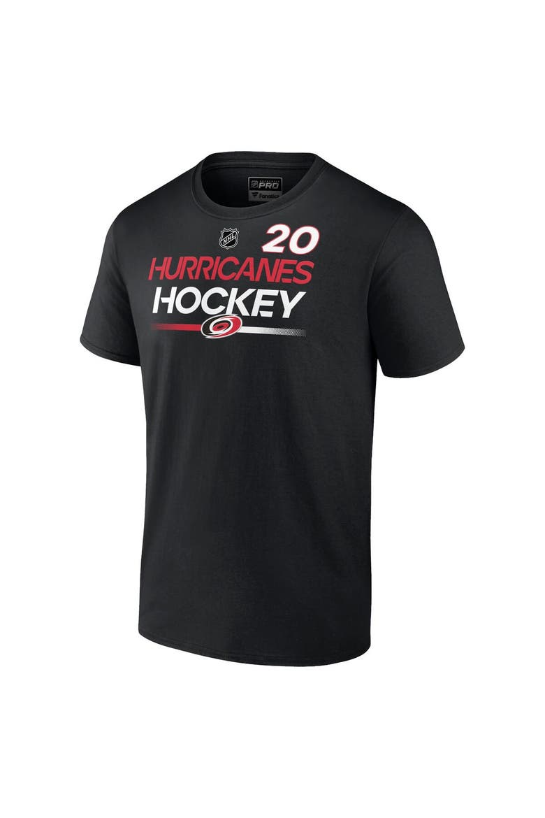 Men's Fanatics Branded Sebastian Aho Black Carolina Hurricanes Authentic Pro Prime Name & Number T-Shirt, Alternate, color, Black