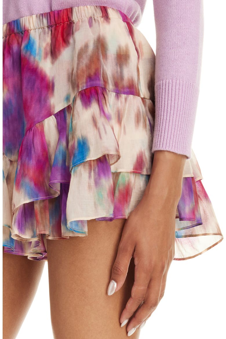 Jocadia Tiered Cotton Skort, Alternate, color, BEIGE/ RASPBERRY