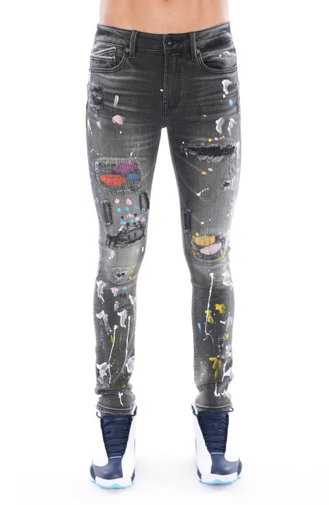 Punk Ripped Stretch Super Skinny Jeans