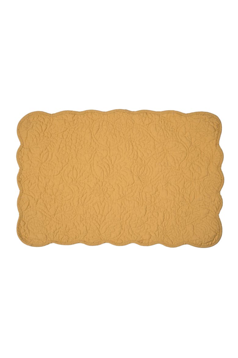 Christiana Honey Reversible Machine Washable Scallop Quilt Placemats Set of 6, Alternate, color, Yellow
