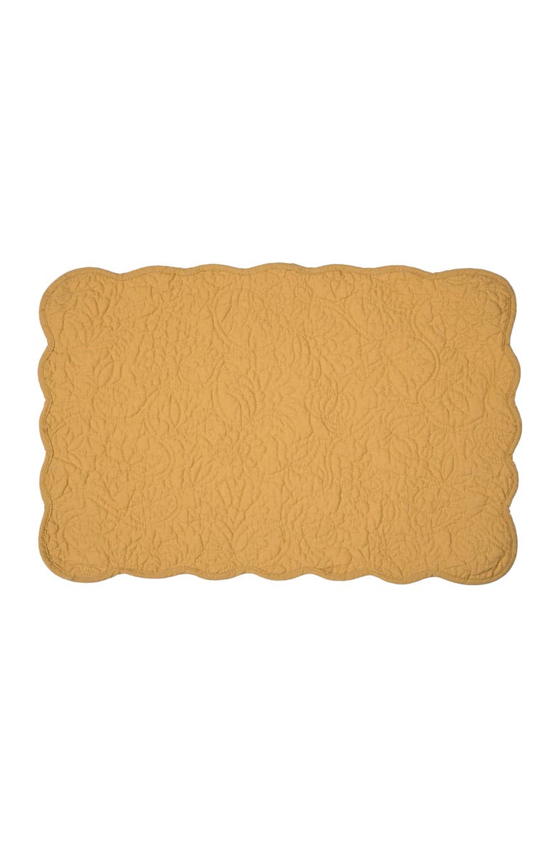 C&F Home Christiana Honey Reversible Machine Washable Scallop Quilt Placemats Set of 6, Alternate, color, Yellow