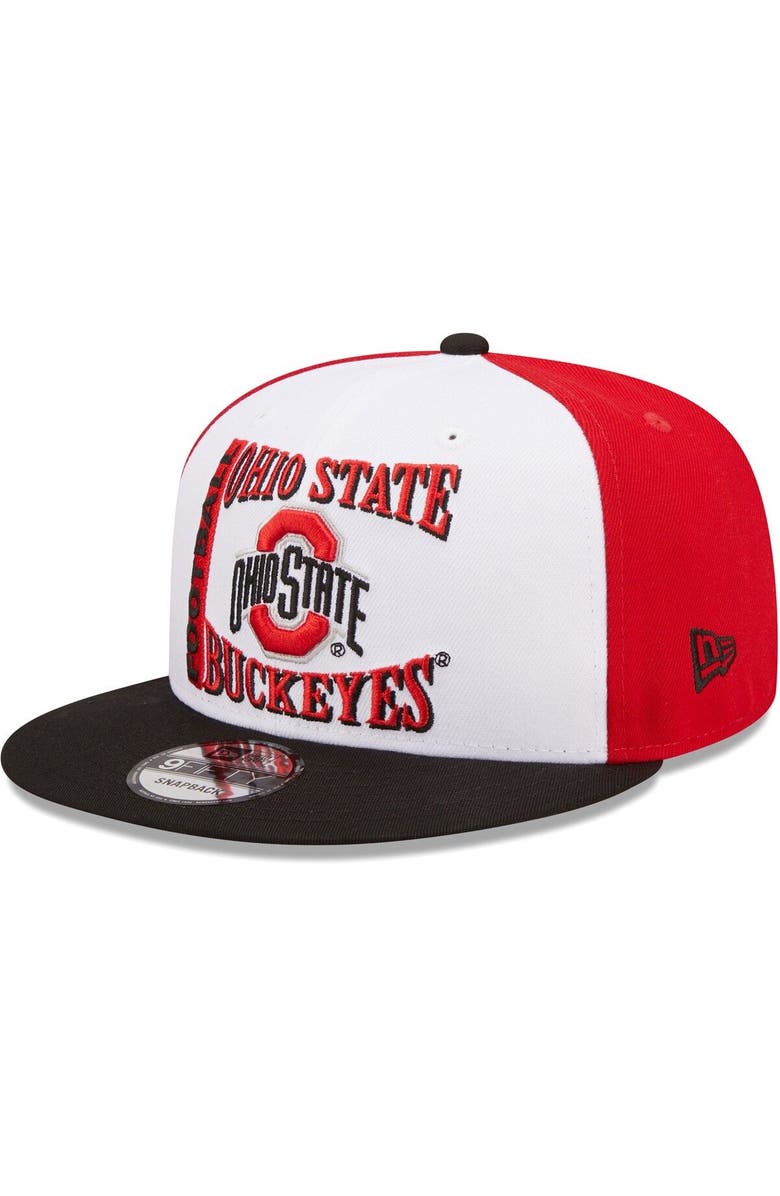 New Era Men's New Era White/Scarlet Ohio State Buckeyes Retro Sport 9FIFTY Snapback Hat, Main, color, 