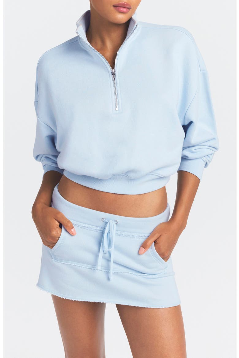 Drapey French Terry Half Zip Pullover, Main, color, POWDER BLUE