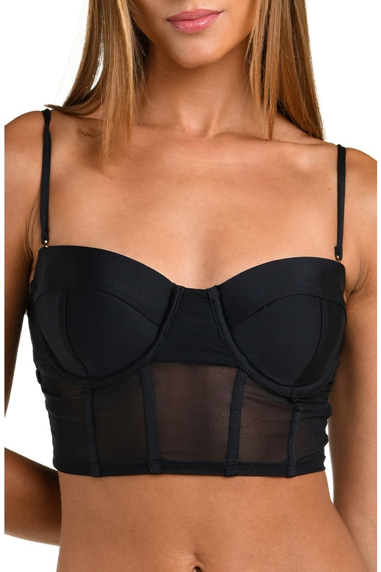 Sunshine Solids Crop Underwire Tankini Top, Main, color, BLACK