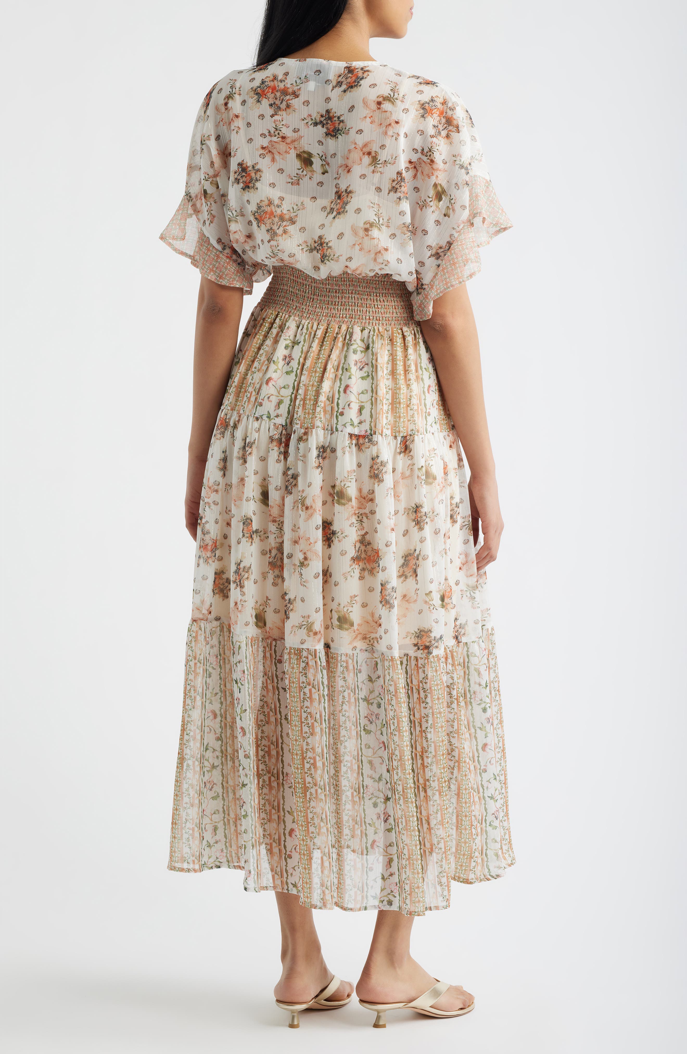 Metallic Thread Mixed Floral Maxi Dress - image 2