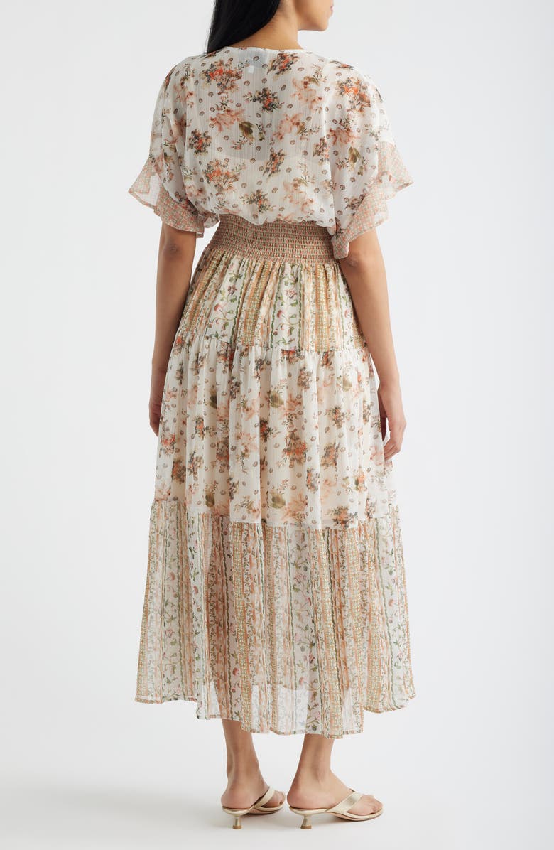 LAYERED WITH LOVE Metallic Thread Mixed Floral Maxi Dress, Alternate, color, Ivory Floral