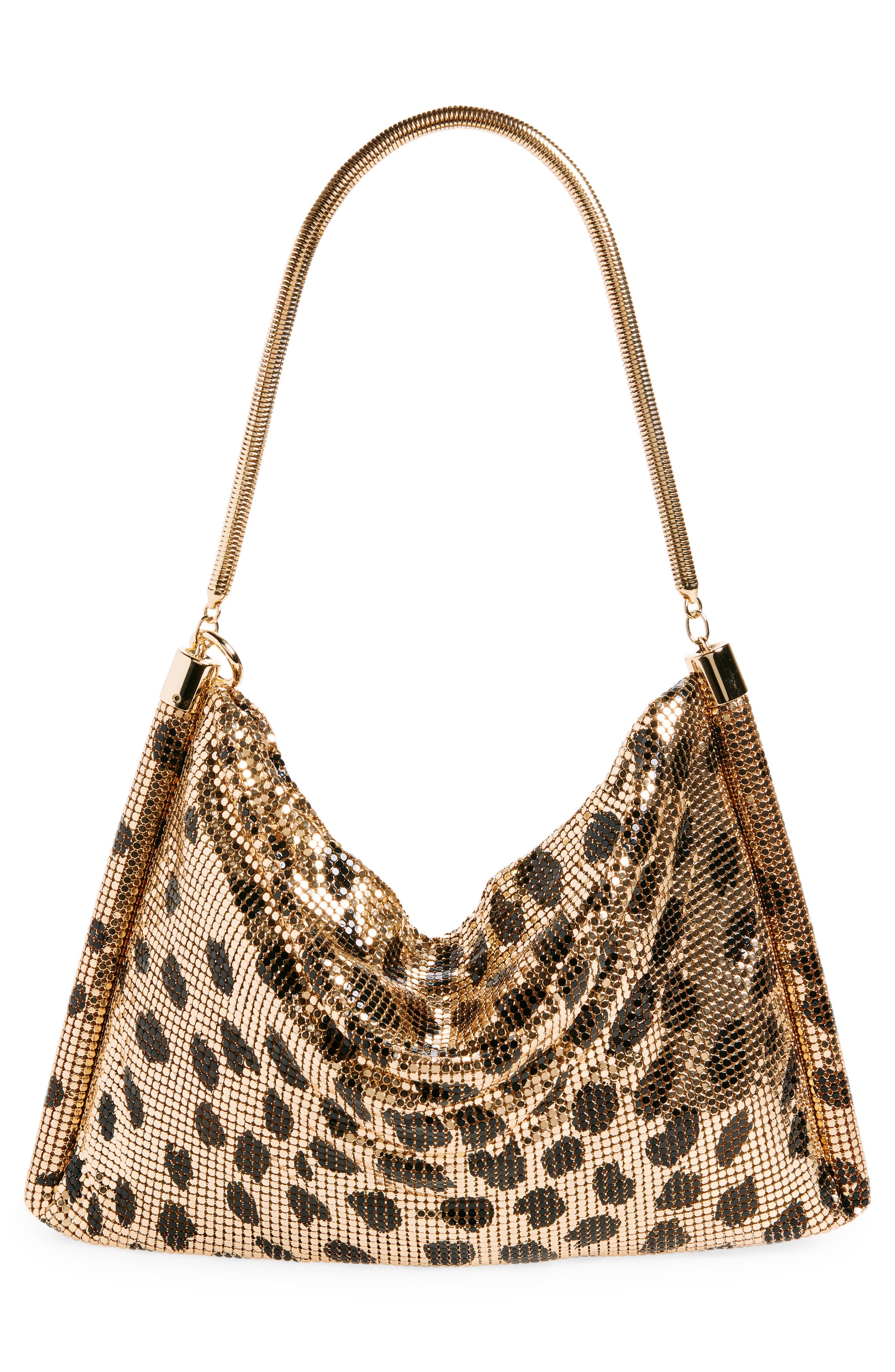 Rabanne Cheetah Print Mesh Shoulder Bag, Alternate, color, 