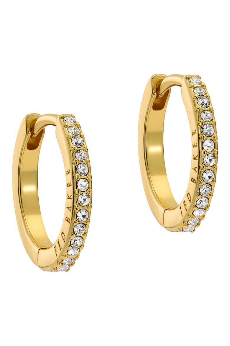Heplie Pavé Hoop Earrings, Main, color, GOLD TONE/ CLEAR CRYSTAL