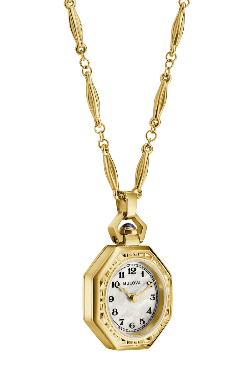 Rubaiyat Mother-of-Pearl Pendant Necklace Watch, 28.8mm, Alternate, color, GOLD-TONE