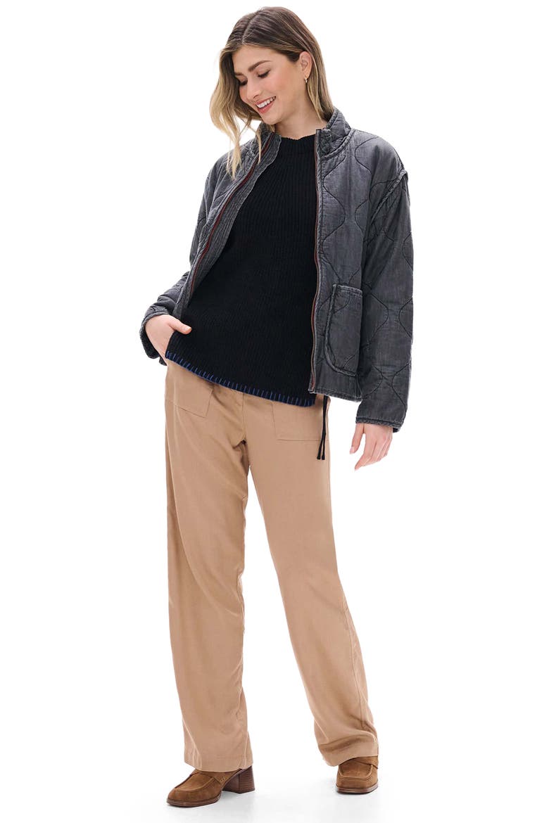 Side Zip Raglan Sweater, Alternate, color, BLACK