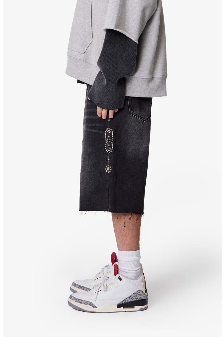Pleated Ultra Baggy Denim Shorts, Alternate, color, RINSED INDIGO