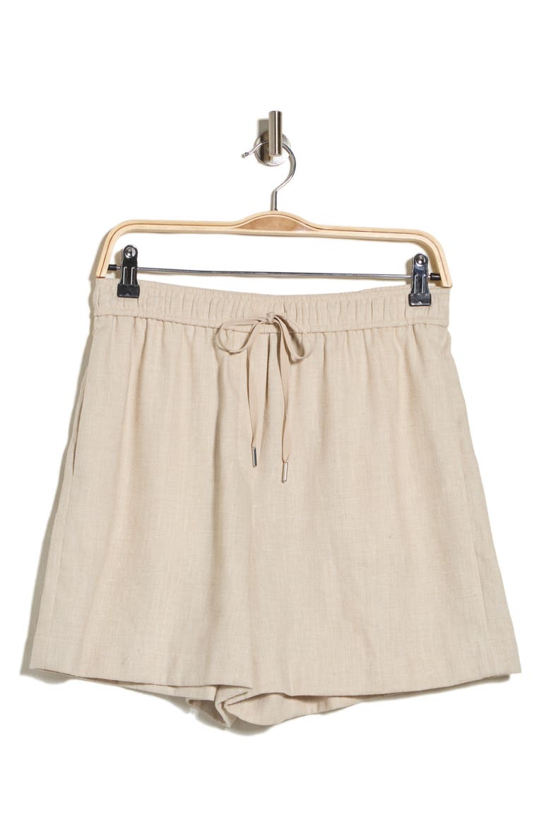 Linen Blend Drawstring Shorts, Alternate, color, STONEWARE