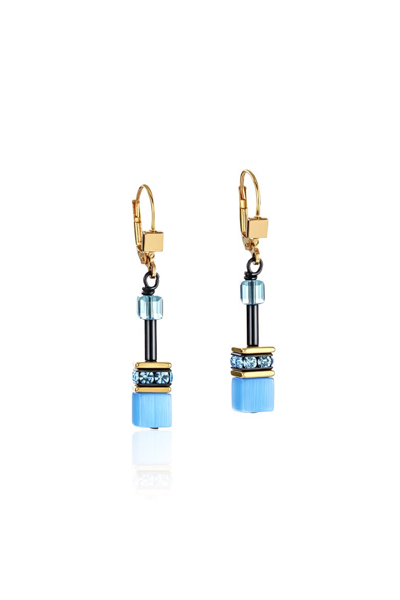 Geocube® Gold Earrings, Alternate, color, Rainbow