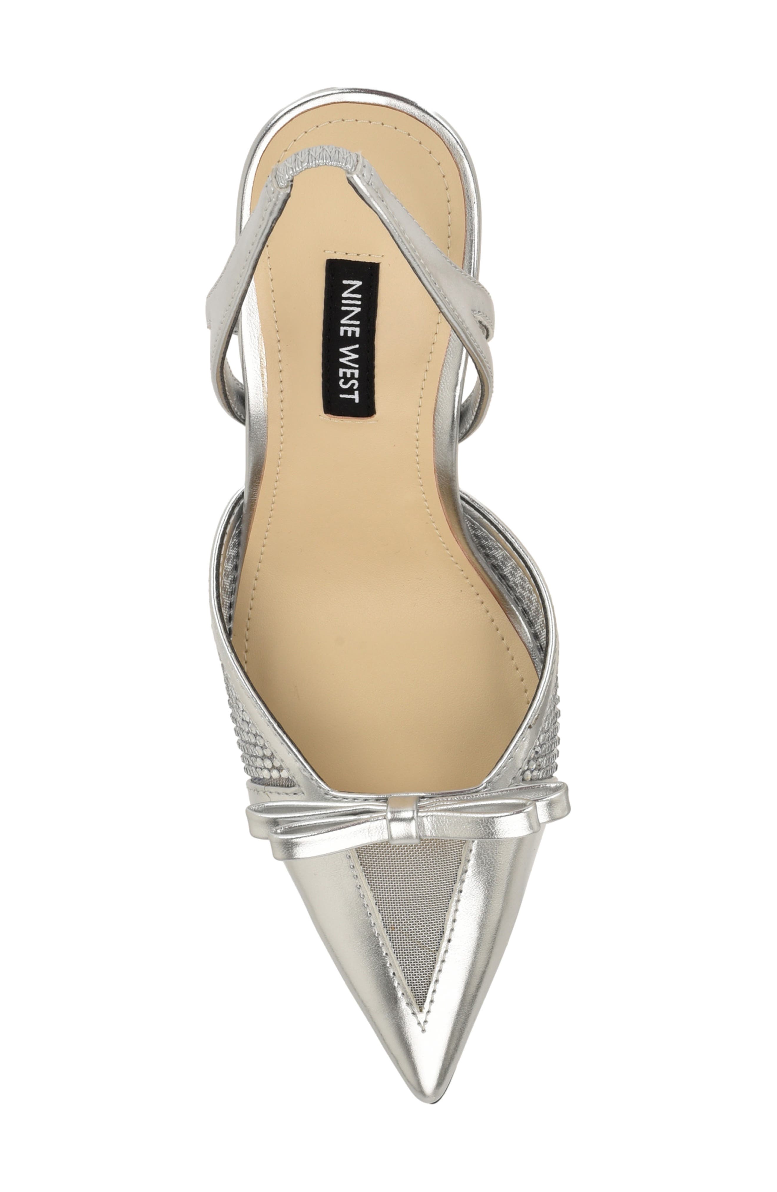 Padell Pointed Toe Slingback Pump, Alternate, color, SILVER