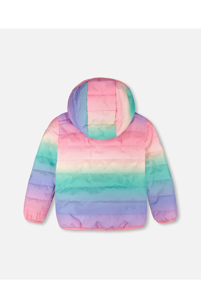 Deux par Deux Girl Quilted Mid-Season Gradient Jacket, Alternate, color, Multicolor Gradient