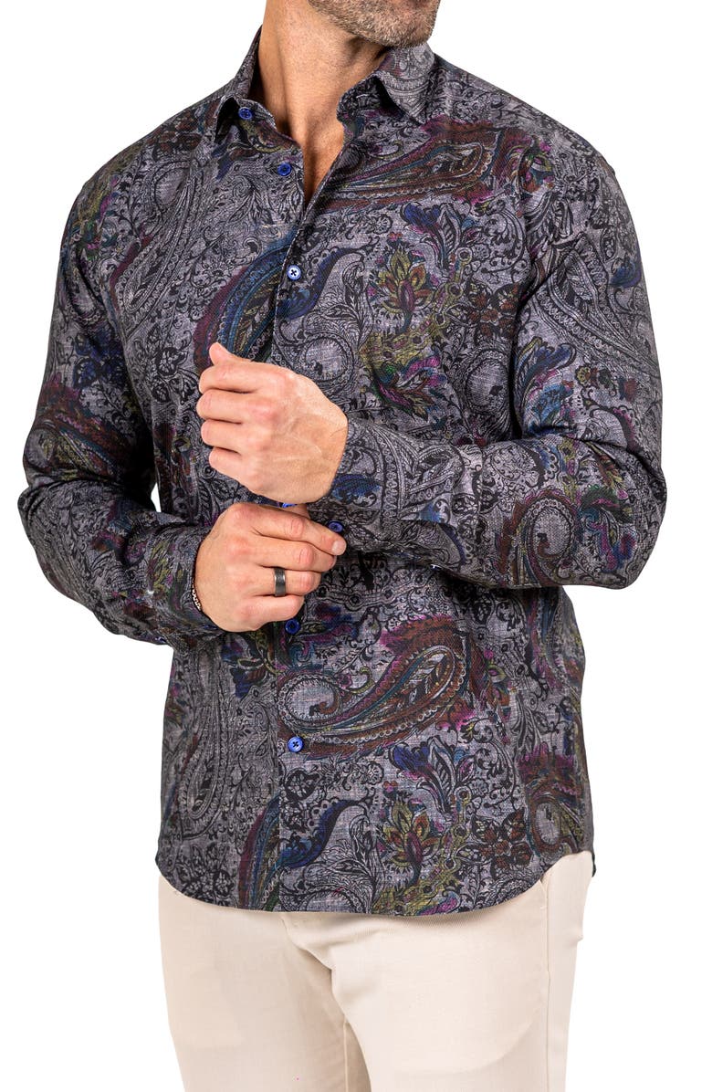 Maceoo Fibonacci Marthyr 0256 Paisley Contemporary Fit Button-Up Shirt, Alternate, color, 