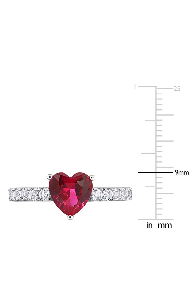 Sterling Silver Lab Grown White Sapphire & Ruby Heart Ring, Alternate, color, RED