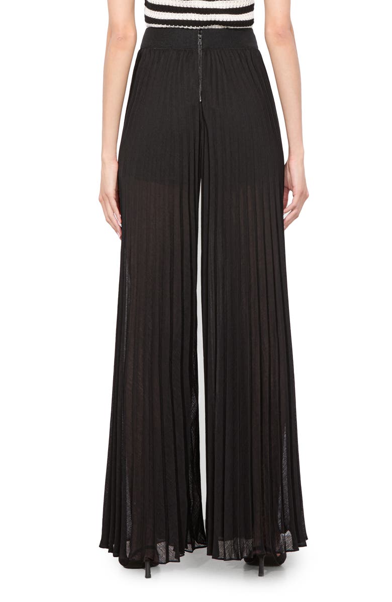 Alice + Olivia Athena Accordion Pleated Wide Leg Pants, Alternate, color, Black