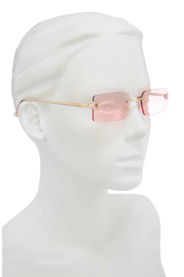 54mm Frameless Rectangular Sunglasses, Alternate, color, GOLD