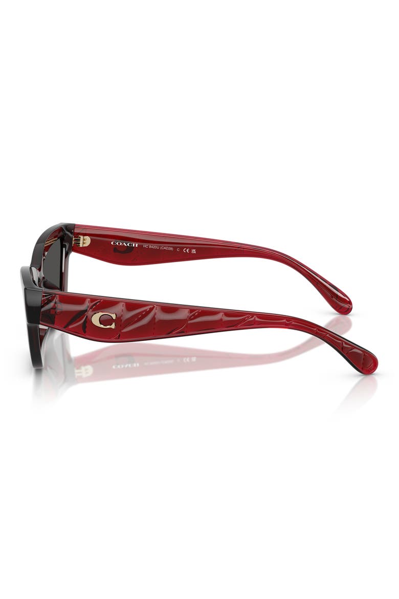 55mm Rectangular Sunglasses, Alternate, color, TRANSPARENT DEEP RED / GREY