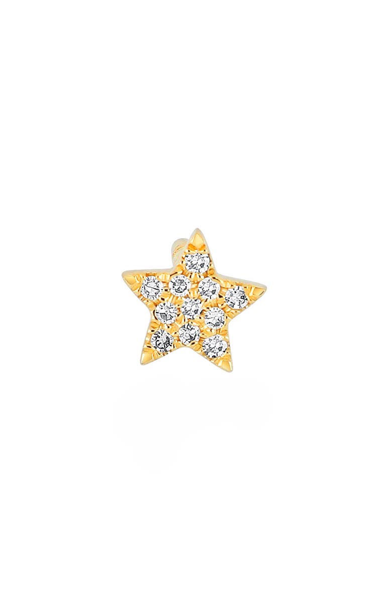 EF Collection Single Diamond Star Stud Earring, Main, color, Yellow Gold/ Diamond
