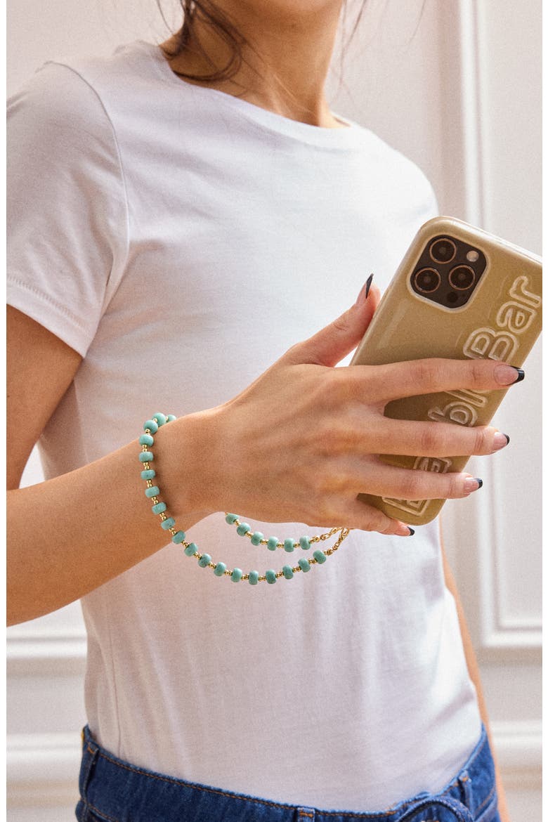 Beaded Phone Phone Wrist Strap, Alternate, color, TURQUOISE